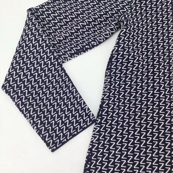 Zara Knit | Navy Blue White | Z Print Jacquard Long Sleeve Dress Size Me… - Picture 6 of 7